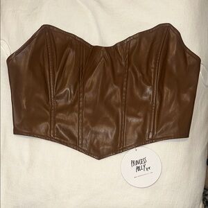 Princess Polly Brown Leather Corset Top